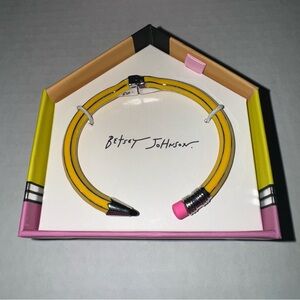 Betsey Johnson Yellow Pencil Bangle with Pink and Silver Accents